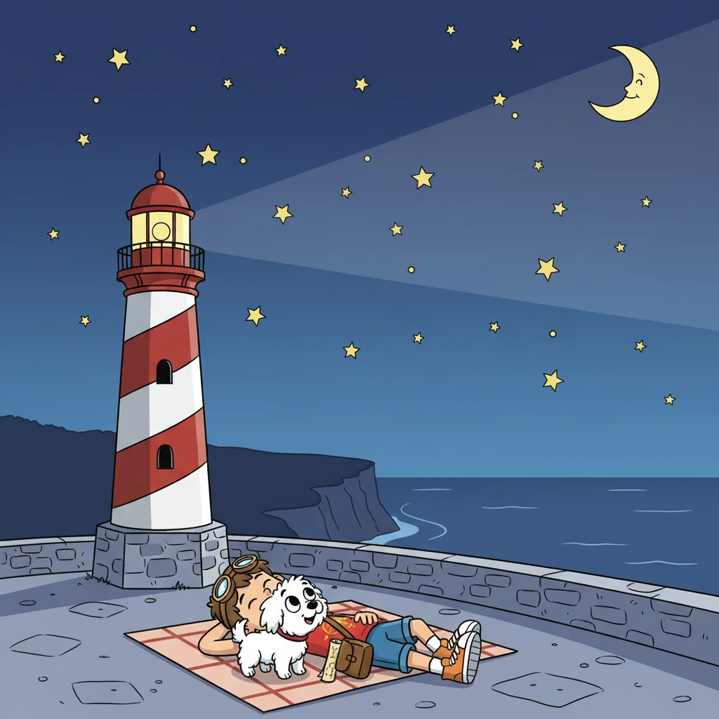 Back at the lighthouse, Leo and Pip watched the stars twinkle. They knew they could overcome anything if they worked together and never gave up.