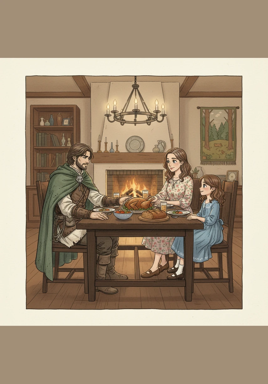 At the dinner table, the air is filled with the sounds of Lina’s stories and the parents' enthusiastic laughter. Daniel tries to speak about his day at school, but his voice is drowned out as his father leans in to hear more about Lina’s trivial adventures.