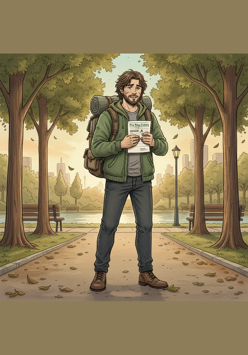 Daniel walks home through the park, holding a school report close to his heart with a flicker of newfound hope. He has achieved the highest marks in his class, and he imagines his parents finally smiling at him with the same warmth they show Lina.