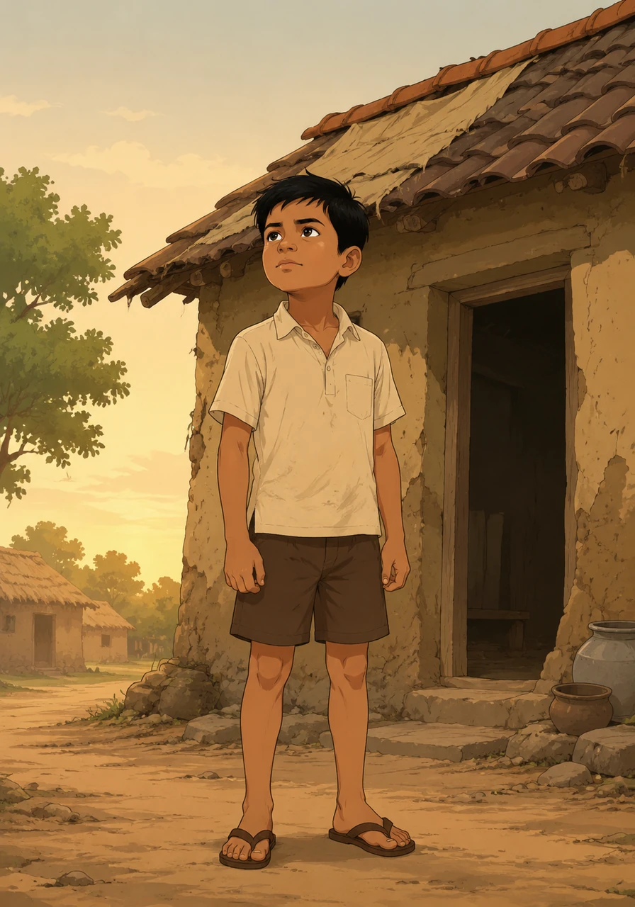 In a small, quiet village, a young boy named Rahul lived in a tiny mud house with patched roofs. Though his pockets were empty, his heart was full of a massive dream to one day become incredibly wealthy and change his destiny.
