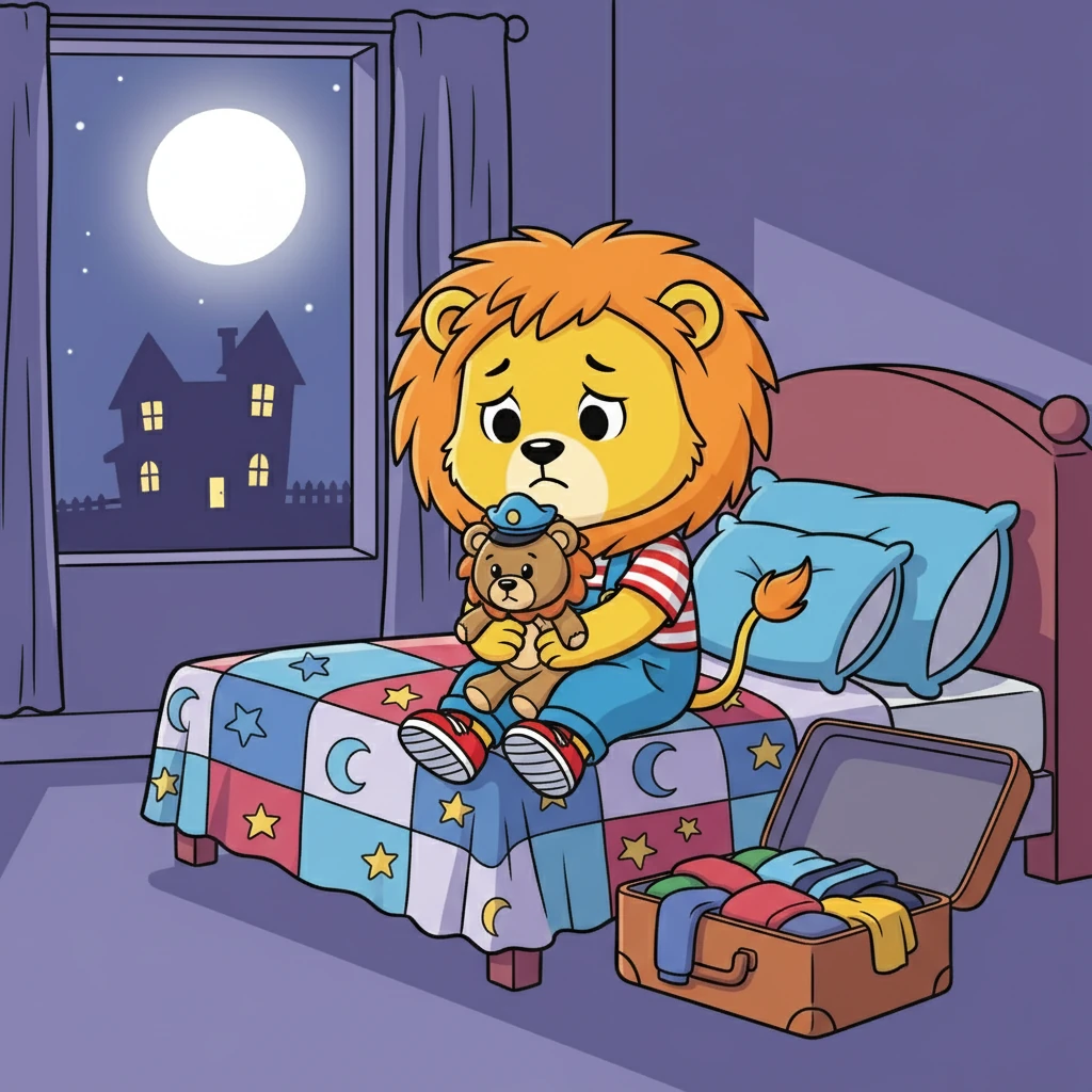 Leo sat on the edge of his bed, clutching his favorite stuffed lion, Captain Roar. Tonight was the night: a sleepover at Grandma's! His tummy felt like it was doing somersaults. He imagined Grandma's house – big, unfamiliar, and a little bit scary.