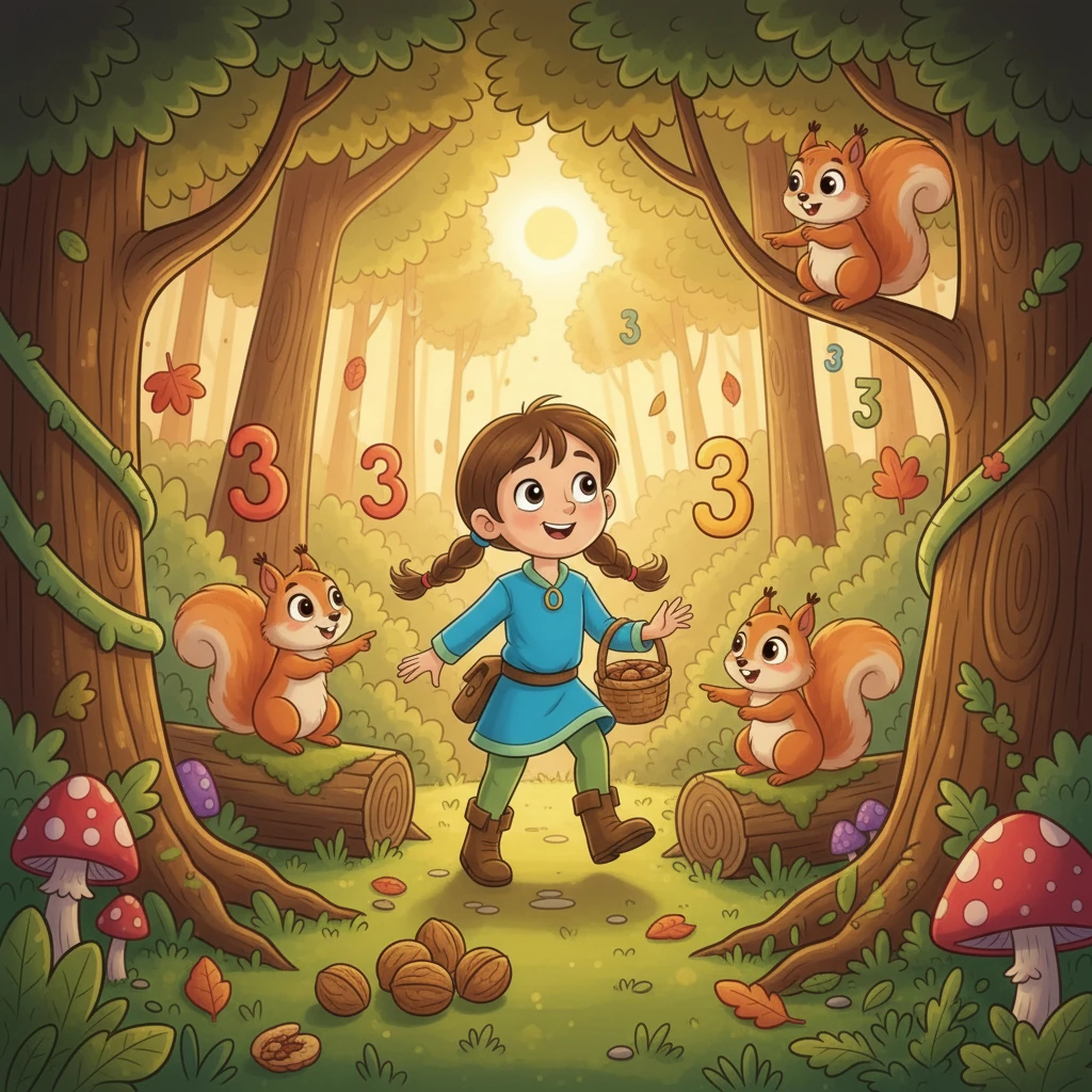 Daha sonra, Ela 3 sevimli sincap ile karşılaştı. Sincaplar, Ela'ya ceviz toplama yarışına katılmasını teklif etti. Ela, bu eğlenceli oyuna katılmaktan heyecan duydu. 3 sincap, 3 ceviz ve 3 tane daha toplama görevine başladılar.