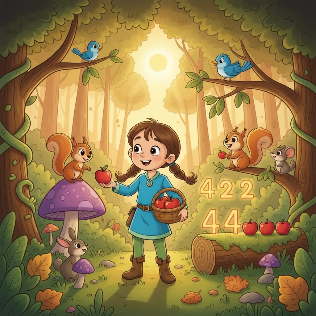 Yarışma sırasında Ela, 4 tane parlak elma buldu. Bu elmaları arkadaşlarına ve kendine ikram etti. Elmaları paylaşırken, 4 sayısının nasıl bölüştürülebileceğini öğrendi. 4 elma, dostluk ve paylaşmanın sembolü oldu.