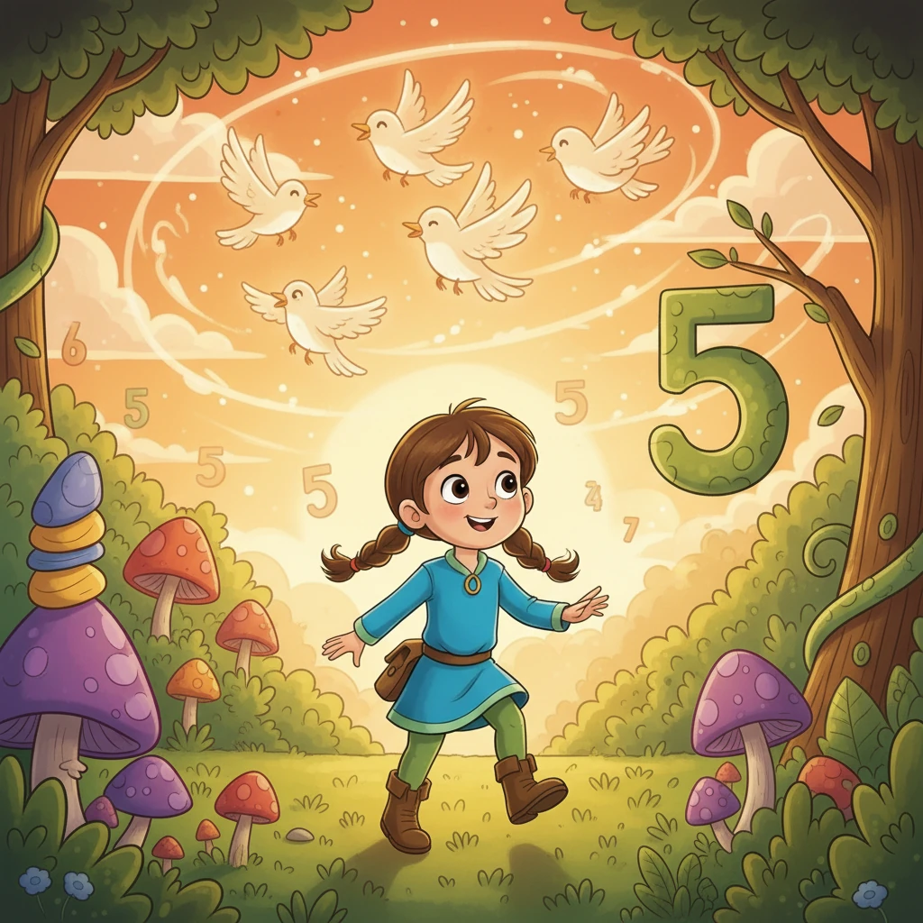 Ela ve arkadaşları, oyunun sonunda 5 kuş gördüler. Kuşlar, gökyüzünde dans ediyordu. Ela, 5 sayısının hayatın ritmi ve düzeniyle nasıl bağlantılı olduğunu fark etti. 5 kuş, özgürlüğün ve neşenin sembolüydü.