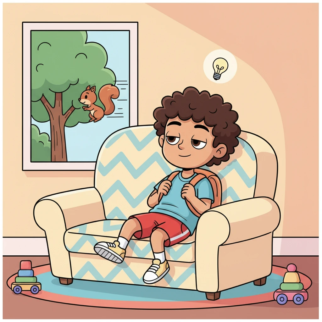 Leo the Lively sat on his cozy couch, feeling a bit squishy and sleepy. He watched a squirrel zoom past his window, wishing he had that much energy. Suddenly, a bright idea popped into his head: maybe he could start with just one tiny step.
