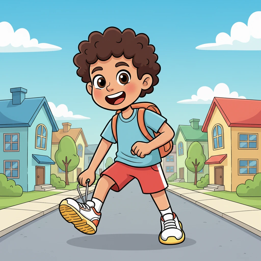 The next morning, Leo laced up his brand-new, super-bouncy sneakers. He took his very first walk around the block, his arms swinging with determination. It wasn't far, and he puffed a little, but a big grin spread across his face.