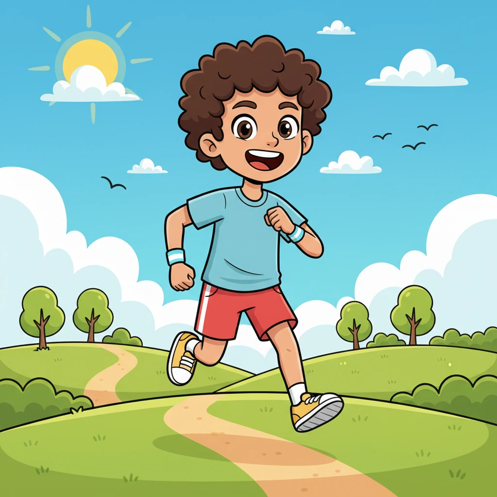 With every walk, Leo felt his legs grow stronger and his lungs fill with fresh air. He could now jog up small hills without a huff and a puff, feeling like a bouncy spring. His confidence soared higher than the birds in the sky.