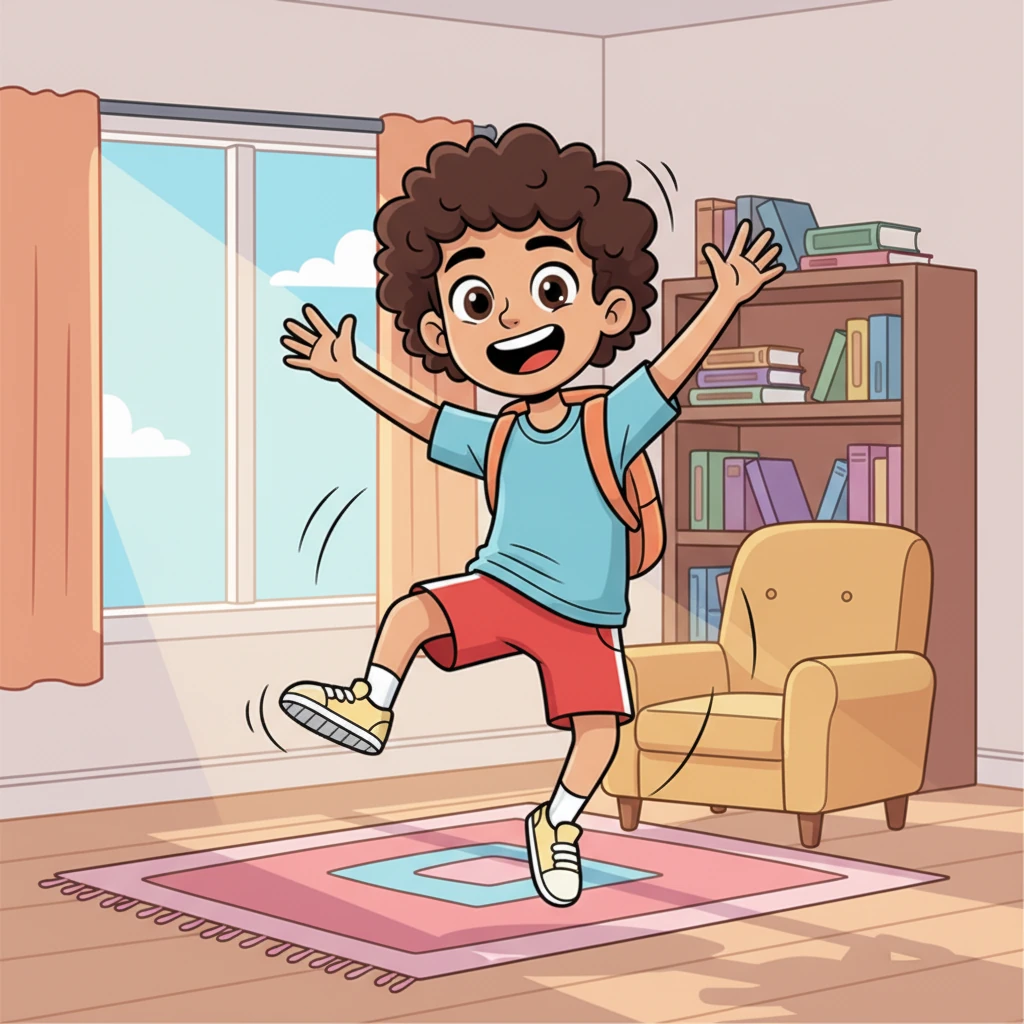 Soon, Leo decided to add more fun to his routine. He started stretching like a playful puppy and doing silly jumps and wiggles in his living room. Exercise became a joyful dance, not a chore.