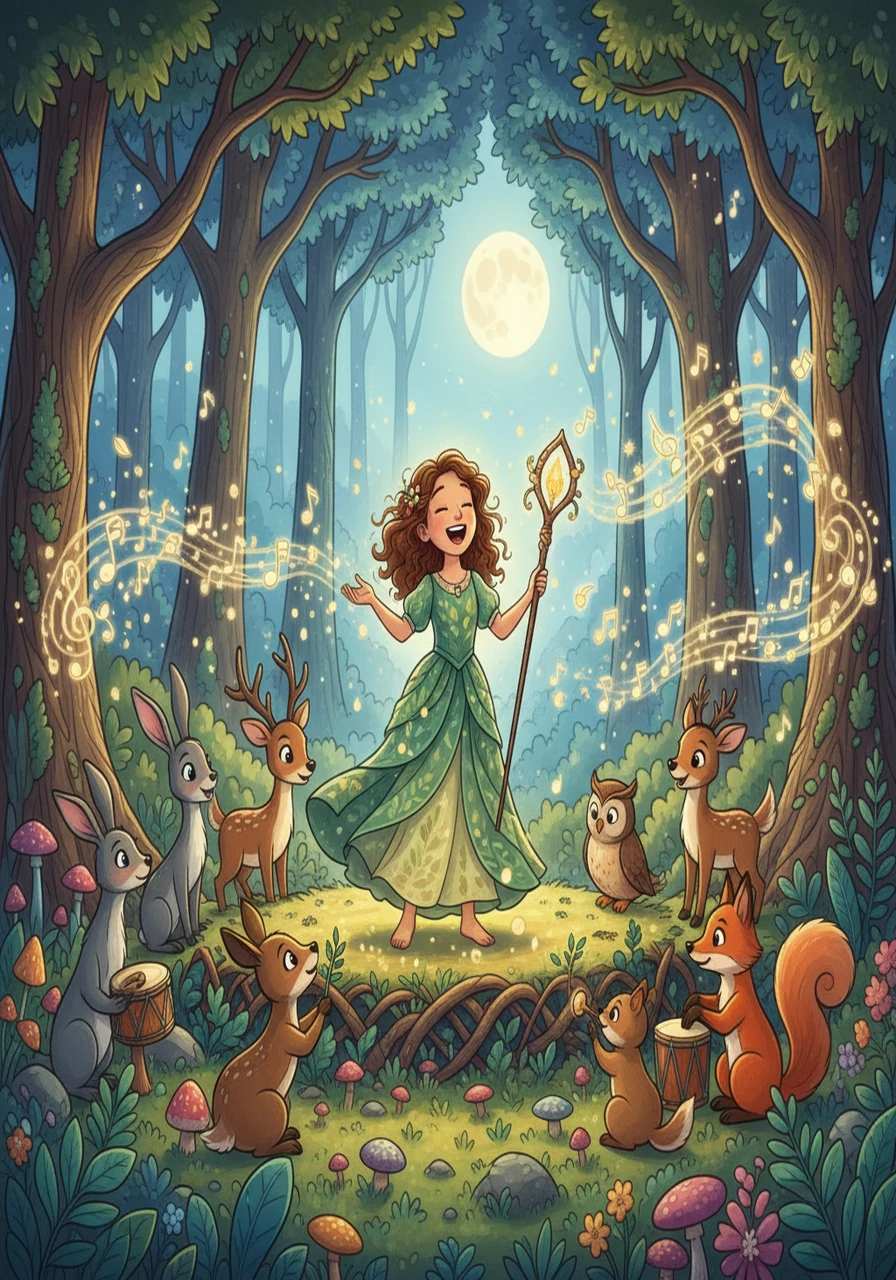 The concert was a resounding success! Melody, no longer tone-deaf, had discovered her unique musical gift. The forest rejoiced in her beautiful, rhythmic performance, proving that every voice, no matter how different, has a place in the symphony of life, and making Melody the star of the Whispering Woods.