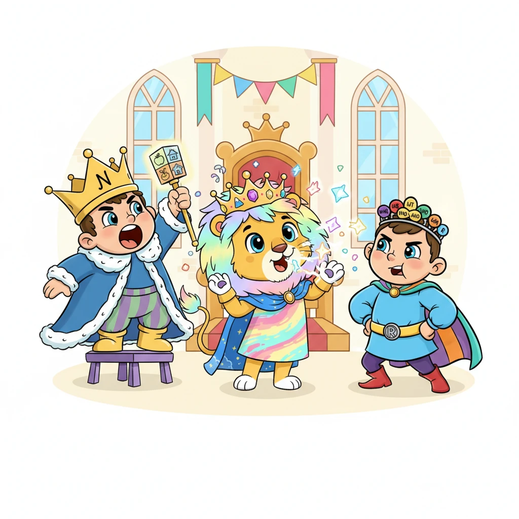 Вскоре весь зал наполнился громкими возгласами и спорами. Короли перебивали друг друга, размахивая руками и пытаясь доказать свою исключительную важность. Воздух искрил от их амбиций, а слова летали, не складываясь в единое целое.