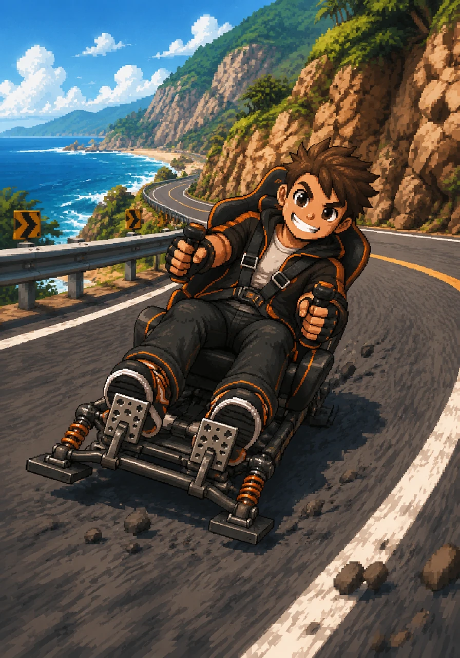 Out on the winding coastal highway, Leo leans deep into a sharp turn, the tilting frame hugging the asphalt perfectly. The independent suspension absorbs every crack in the road as he pedals with a grin.