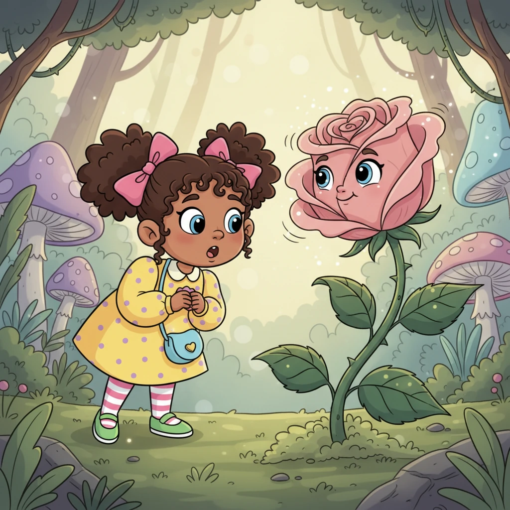 Lily gasped, her pigtails bouncing as she leaned closer to the talking bloom. The rose, whose name was Rosamund, chuckled softly, its petals quivering with amusement. Rosamund explained that she was a guardian of ancient secrets, a whisper from a time when magic bloomed freely across the land, now mostly forgotten.
