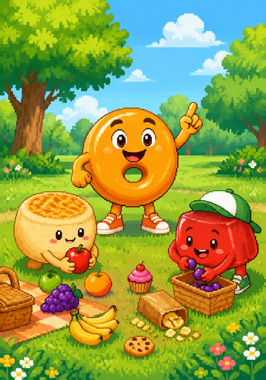 Inspired by these wise words, Aussie McGee rallies the group with a joyful shout, while Jimmy and Gerald quickly work together to gather the scattered picnic treats from the grass.