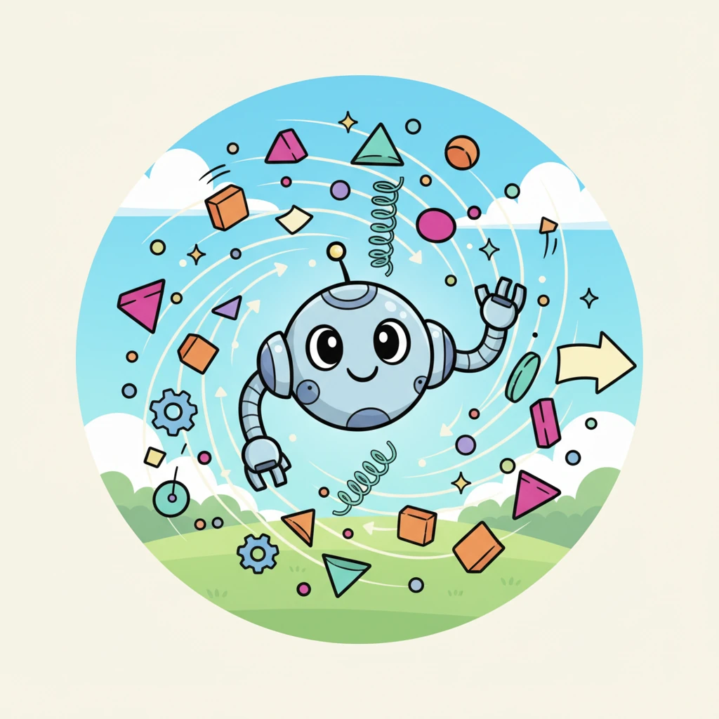 "Time to get back to adventuring!" Boltwick's central core chirped with excitement. All the floating pieces began to wiggle and jiggle, vibrating with anticipation. They started to swirl faster, drawn by an invisible magnetic pull back towards their proper places.