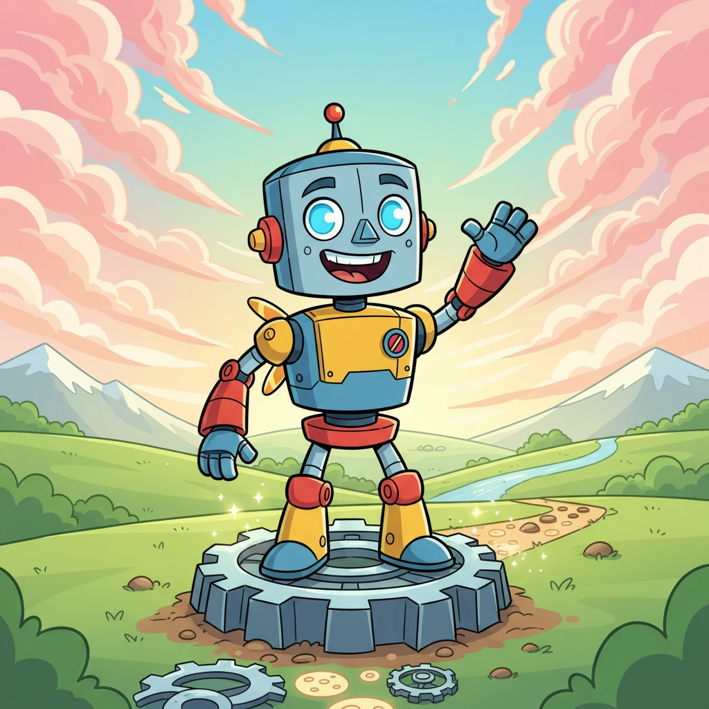 Boltwick stood tall, a triumphant grin on his faceplate, his bright blue eyes twinkling. He gave a joyful wave, feeling invigorated and ready for brand new explorations. What amazing discoveries would Boltwick make next?