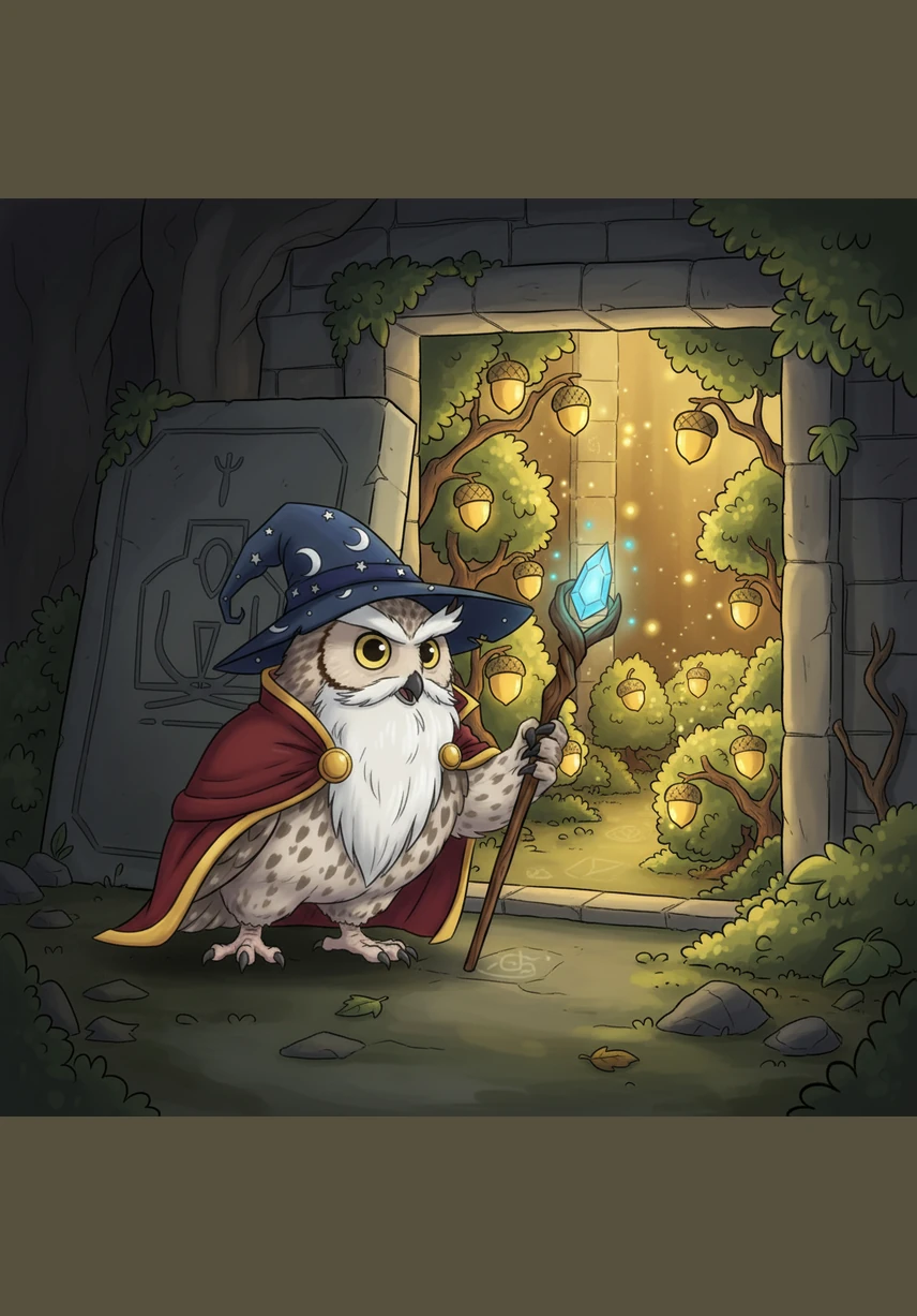 The stone slid aside to reveal not a chest of gold, but a hidden garden filled with the legendary Golden Acorns. These magical seeds were said to have the power to grow the lushest, most beautiful trees in the entire world.