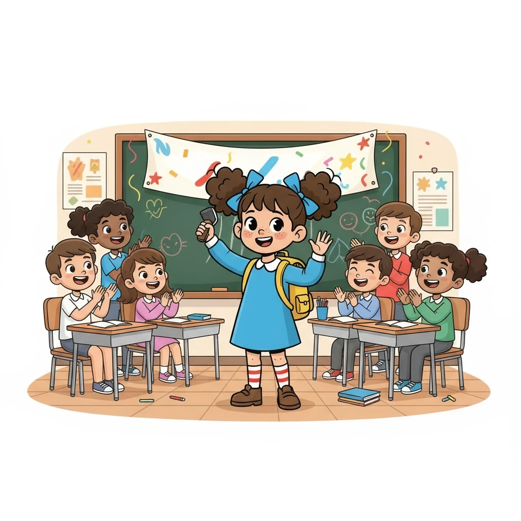 Com sua energia contagiante, Ana Lauren foi eleita representante da turma. Ela aceitou o desafio com alegria.