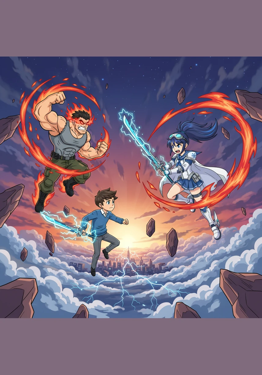 Using advanced technology provided by Dr. Ali, the heroes amplify their powers to launch a final, desperate assault on Kharon’s massive mothership. Kenjiro creates a planetary light shield to protect the city while Ryu and Miyuki deliver a crushing combined blow to the ship’s core.