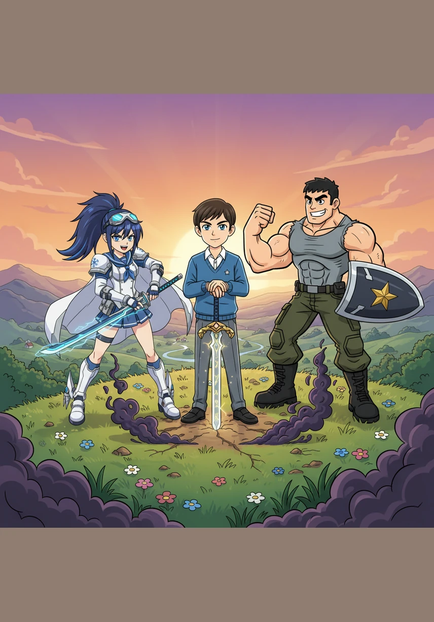 With the alien fleet defeated and retreating into deep space, the heroes stand together on a hilltop overlooking the beautiful sunrise. They vow to protect Earth as the newly formed Alien Protection Team, turning their once-deadly powers into a permanent symbol of hope for all of humanity.