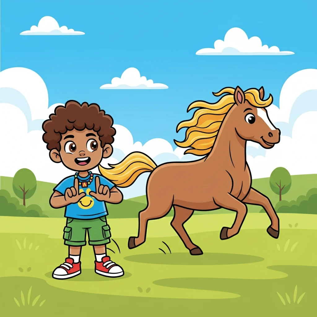 H is for horse, galloping fast, showing the H that’s meant to last. Make your fingers into two parallel lines. The horse gallops with a flowing mane.