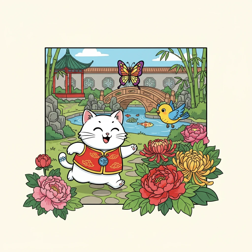 吃饱喝足后，咪咪和小鸟啾啾一起在花园里玩耍。咪咪追逐着蝴蝶，啾啾在花丛中飞舞，她们的友谊更加深厚了。