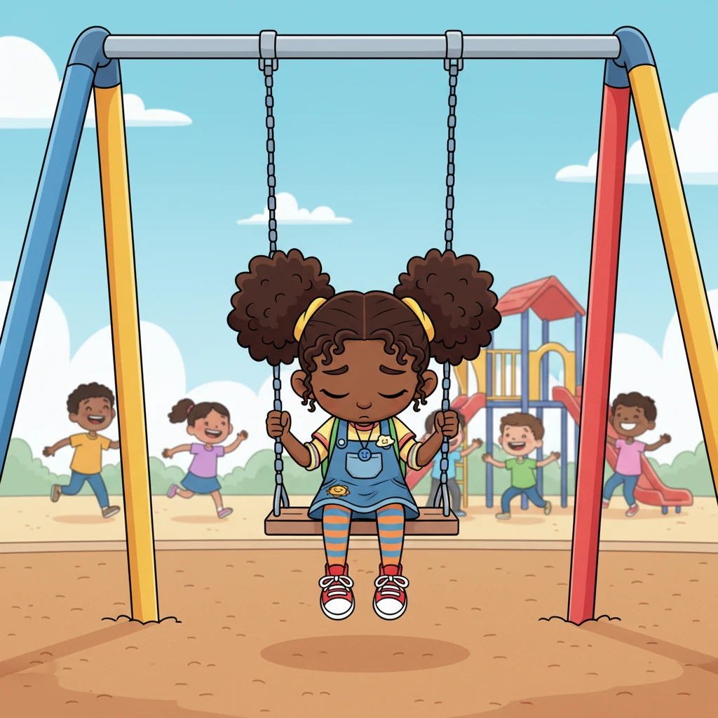 Lily sat alone on the playground swing, her head down. Other children laughed and played nearby, but she felt a quiet ache in her heart. She wished she could join them, but a wave of sadness often made her feel invisible.