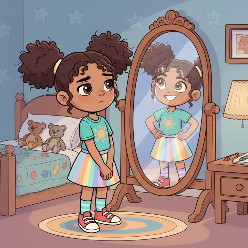 Later that evening, Lily looked at herself in the mirror. She didn't like how she felt inside—tired and a little sad. She decided then and there that she wanted to feel strong and full of energy, not for anyone else, but for herself.