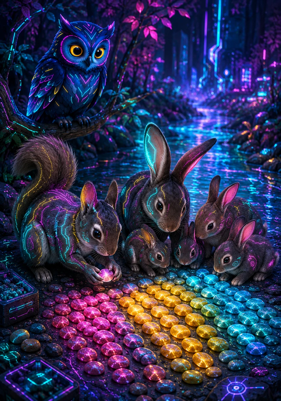 Beside the bubbling brook, Sammy helps a family of rabbits sort three hundred and twenty-seven colorful river stones. They arrange them in shimmering rows, making sure the hundreds, tens, and units are all in their proper places.