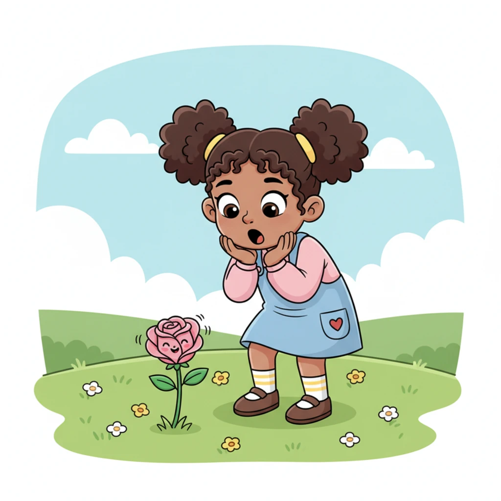 "Down here, silly!" chirped the rose, its petals quivering with amusement. Lily stared, utterly astonished, at the talking flower. The rose, whose name was Rosalind, had a friendly, wise expression, despite being a flower.