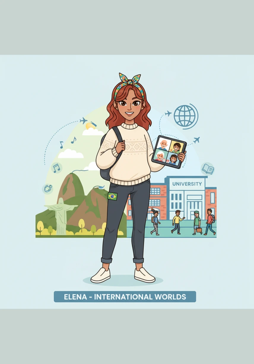 Elena decides to infuse the scene with her own Brazilian heritage, blending vibrant tropical patterns into the intricate lattice of the Chinese windows. This fusion of colors and textures creates a bridge between her home culture and her new surroundings.