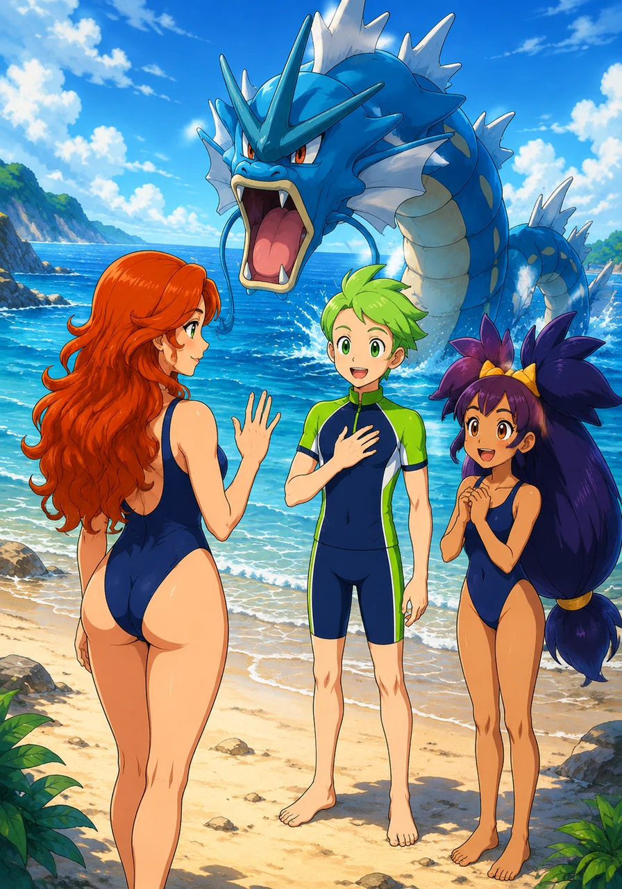 Suddenly, a majestic Gyarados rises from the sea, carrying a brave young woman named Felica Ivy who has rescued the sleeping Cilan. After being safely returned to the shore and waking up to see his hero, the group learns she is the famous Professor Ivy before they all share a warm goodbye as she returns to her laboratory.