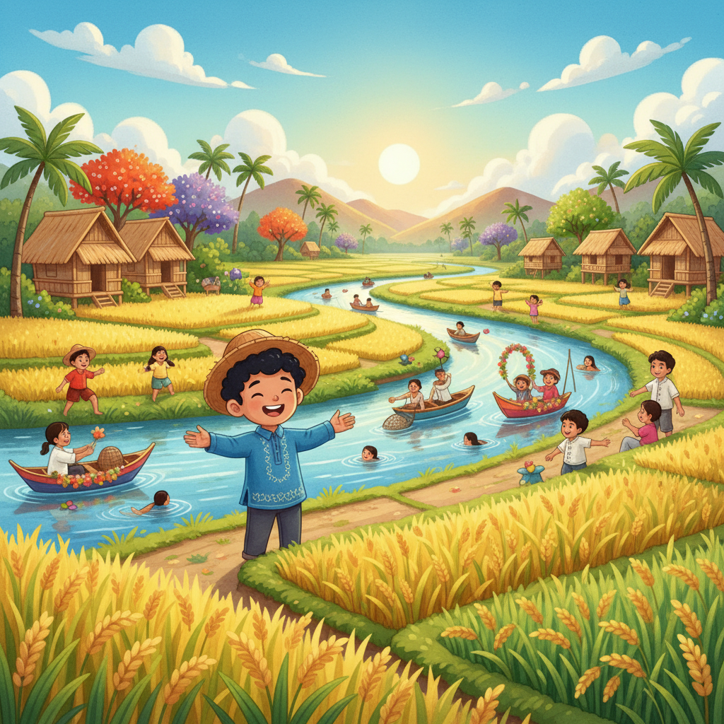 Ako si Nuoy, at ito ang aking pamayanan. Napakaganda dito, puno ng kulay at saya! Malawak ang aming mga palayan at malinis ang aming ilog.