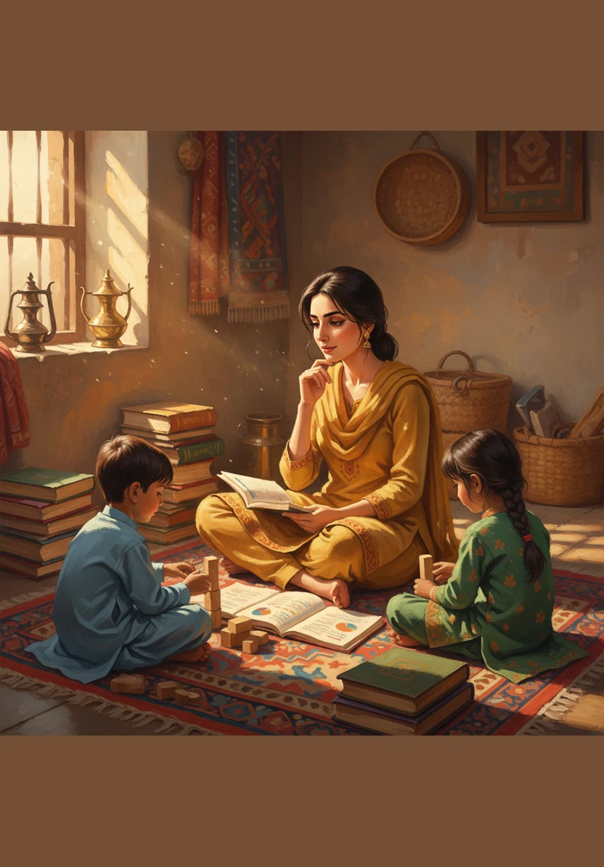 In the vibrant city of Mardan, Aneesa sits among her economics textbooks, surrounded by the warm colors of her Pakistani home. While others see only numbers on a page, she begins to see a hidden language—the silent pulse of data waiting to be understood and translated.