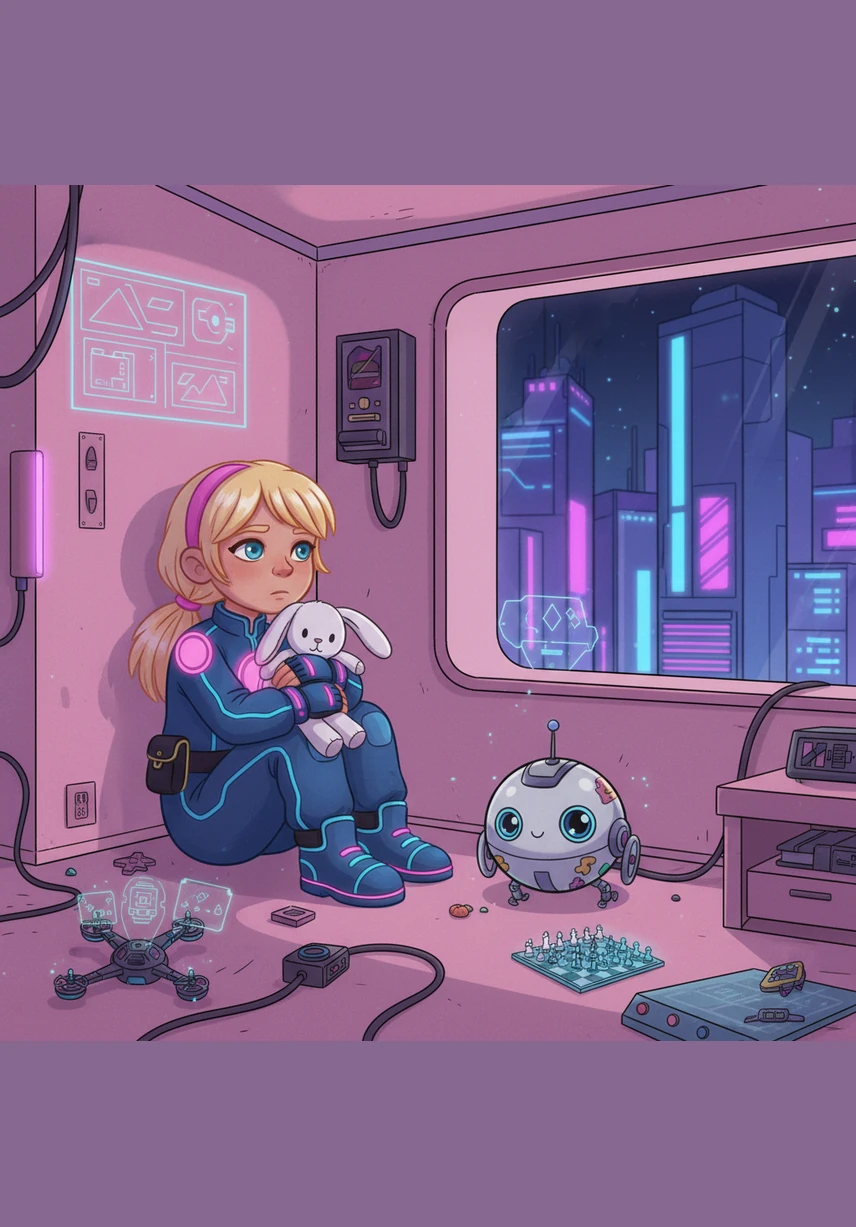 Di rumah, Lexa mencoba bermain sendirian bersama Loei di kamarnya yang bernuansa pink lembut, namun semuanya terasa hambar. Dia duduk di sudut ruangan sambil memeluk bonekanya, menatap jendela dengan tatapan kosong karena merindukan kehadiran Lea.