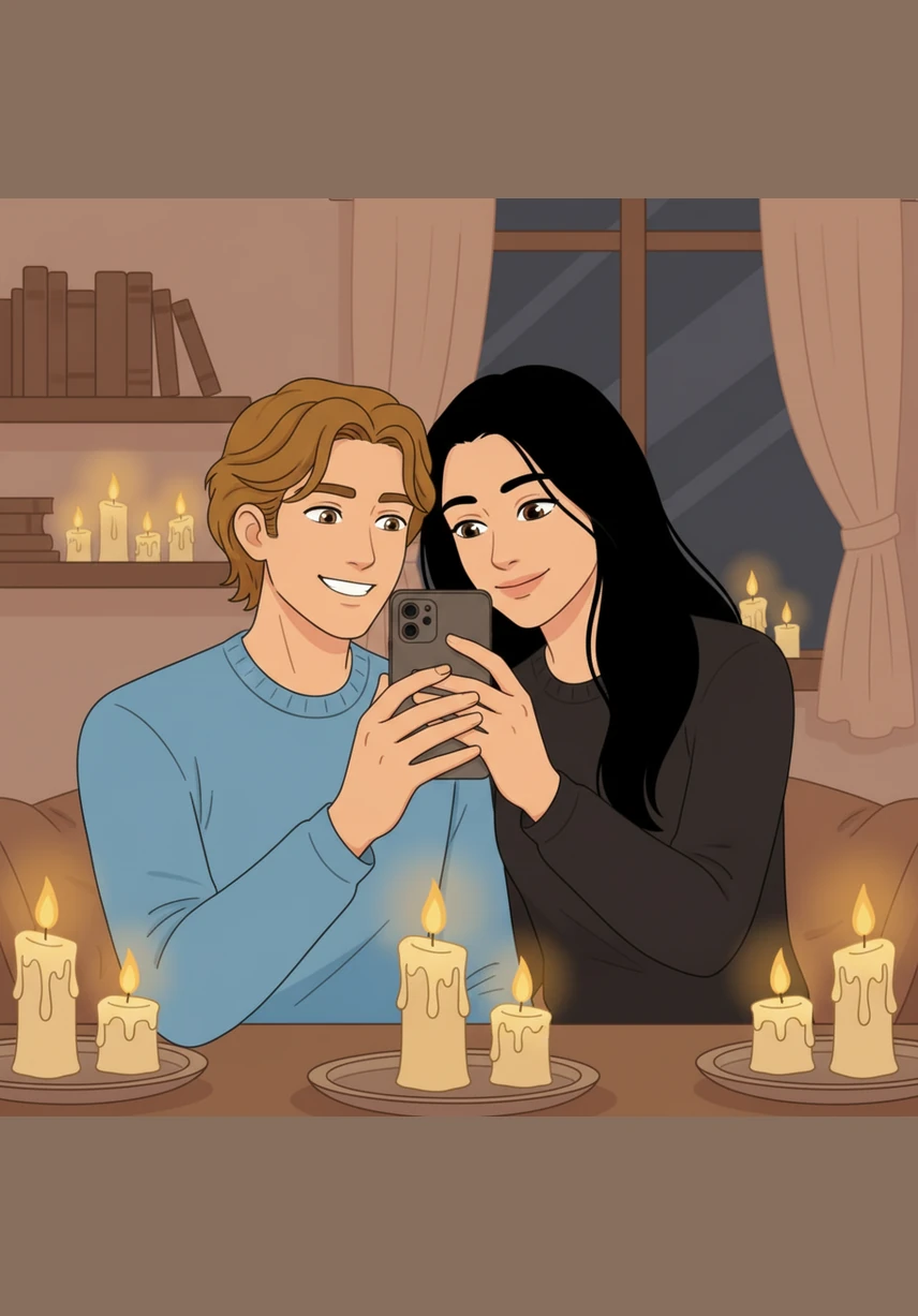 Surrounded by the warm flicker of candles in her apartment, Hiara blocks Andrea’s phone as he tries to capture their domestic bliss for social media. They reach a gentle agreement to keep their most precious moments hidden away, proving that some memories are more powerful when they are private.