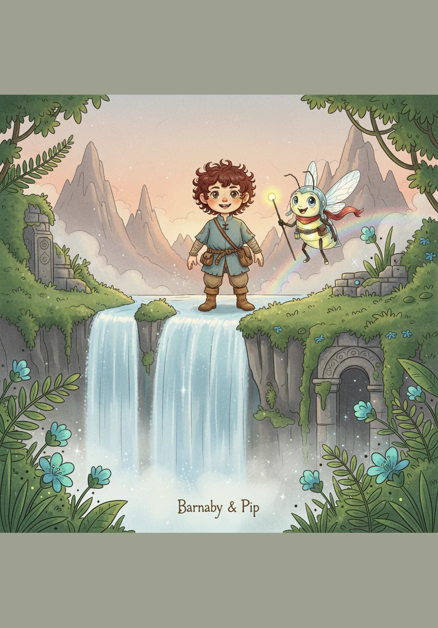 He reached the Rainbow Bridge, but the path was blocked by a riddle carved into a stone. Can you help Barnaby find the three golden stars hidden among the purple flowers to unlock the way across the sparkling river?