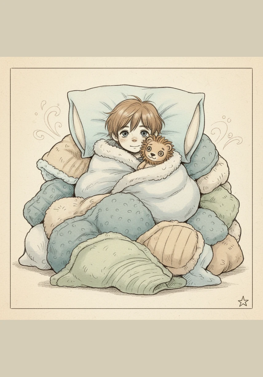 Little Leo snuggled deep into his soft blankets, his favorite teddy bear tucked under his arm. Outside the window, the village of Sleepy Hollow grew quiet as the streetlights began to twinkle like distant diamonds in the dark.