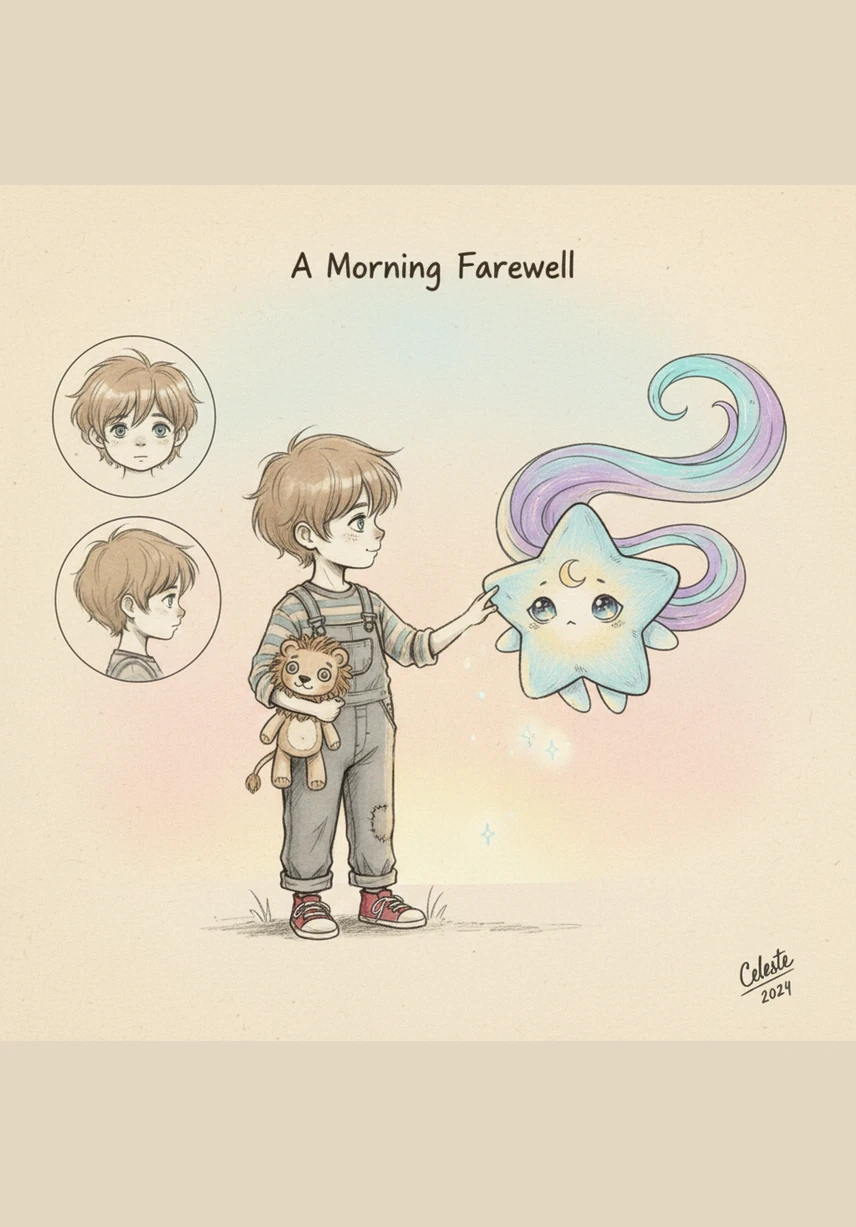 As the first hint of morning light began to touch the horizon, Nova knew it was time to return to her home in the heavens. She gently tucked the magic of the dream back into Leo’s heart and kissed his forehead with a final flicker of warmth.