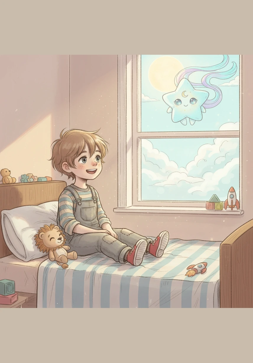 Leo woke up the next morning feeling refreshed and full of joy, though he couldn't quite remember where he had traveled. High above, hidden by the bright sun, Nova smiled down, waiting for the moon to rise so they could play again.