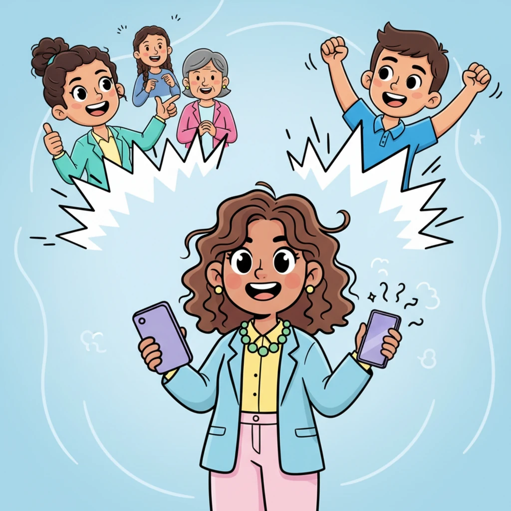 Instantly, Tara's phone buzzes with joyful replies! Two of her most reliable workers, Maria and Leo, pop up with enthusiastic 'YES!' messages, their cartoon speech bubbles bursting with eagerness. Even another worker offers to bring her experienced sister, making Tara's face light up with genuine relief.