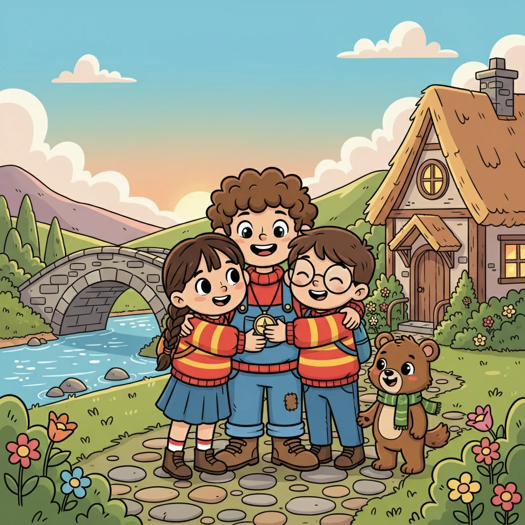 After his adventures, James returned home, his heart full of the world's beauty and the warmth of many new friends. He realized that the love he sought was all around him.