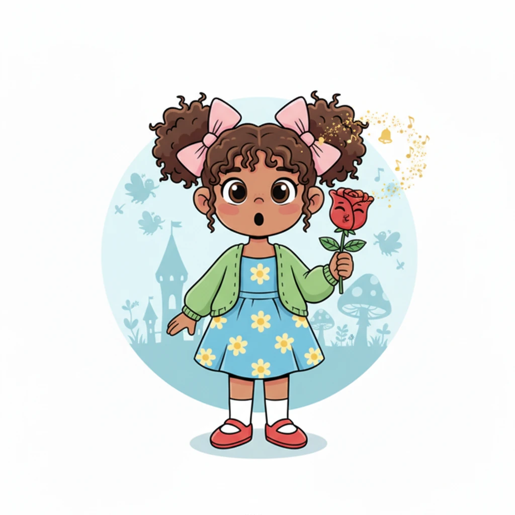 Lily's eyes widened like saucers, her pigtails practically bouncing with surprise. The rose chuckled softly, its voice like tinkling bells, and began to tell her a secret. It spoke of a magnificent, magical world, once vibrant and full of life, but now sadly forgotten by most.