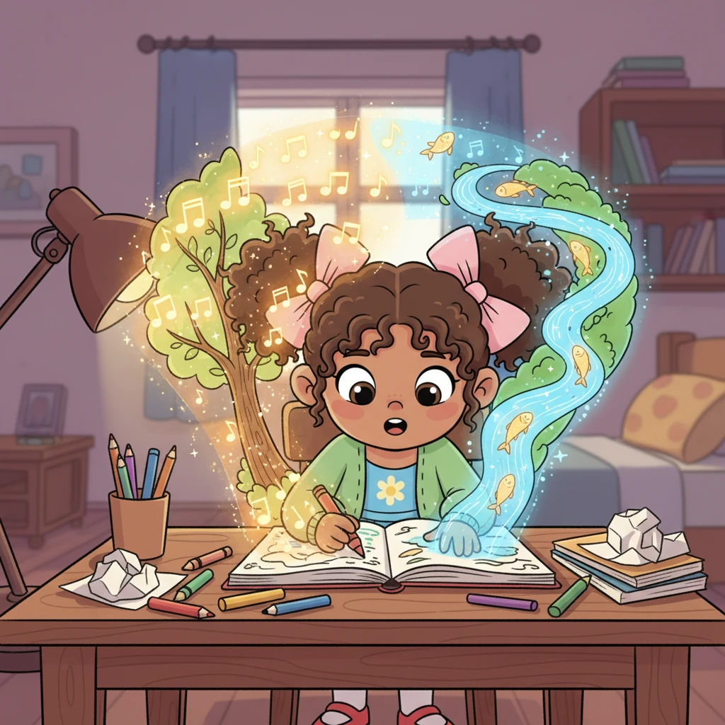 That evening, Lily sat at her desk, drawing with renewed enthusiasm. Instead of ordinary trees, she sketched singing branches and rivers that swirled with glowing fish. Her drawings were no longer just pictures, but windows into the magical world she was helping to rekindle.