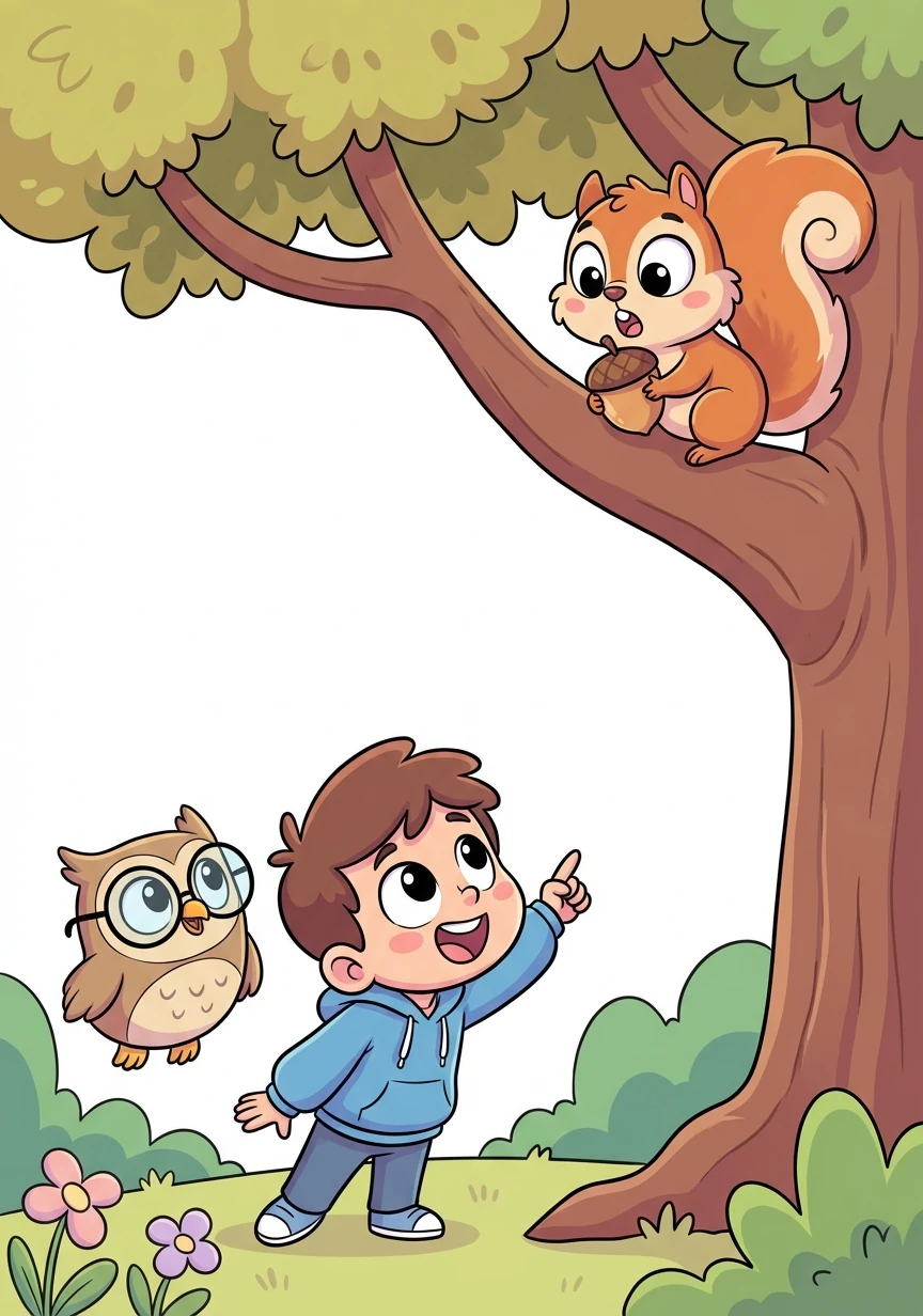 Двамата виждат катеричка на дървото. „Какво е това малко животно?“ – пита Ивчо. „Това е катеричка!“ – отговаря Питанко.