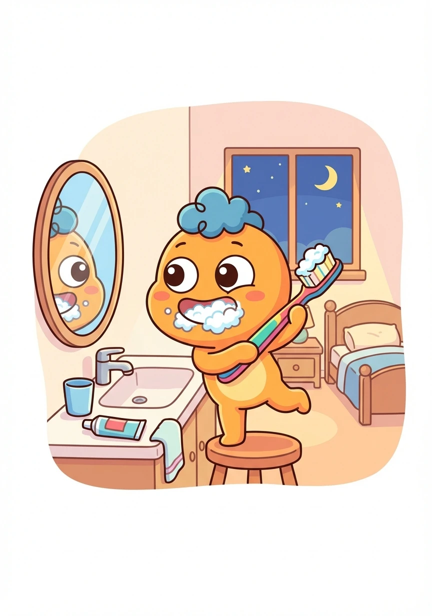 Вечерта Питанко се готви за лягане. „Какво трябва да направя сега?“ – пита той. „Трябва да си измия зъбите и да си легна!“