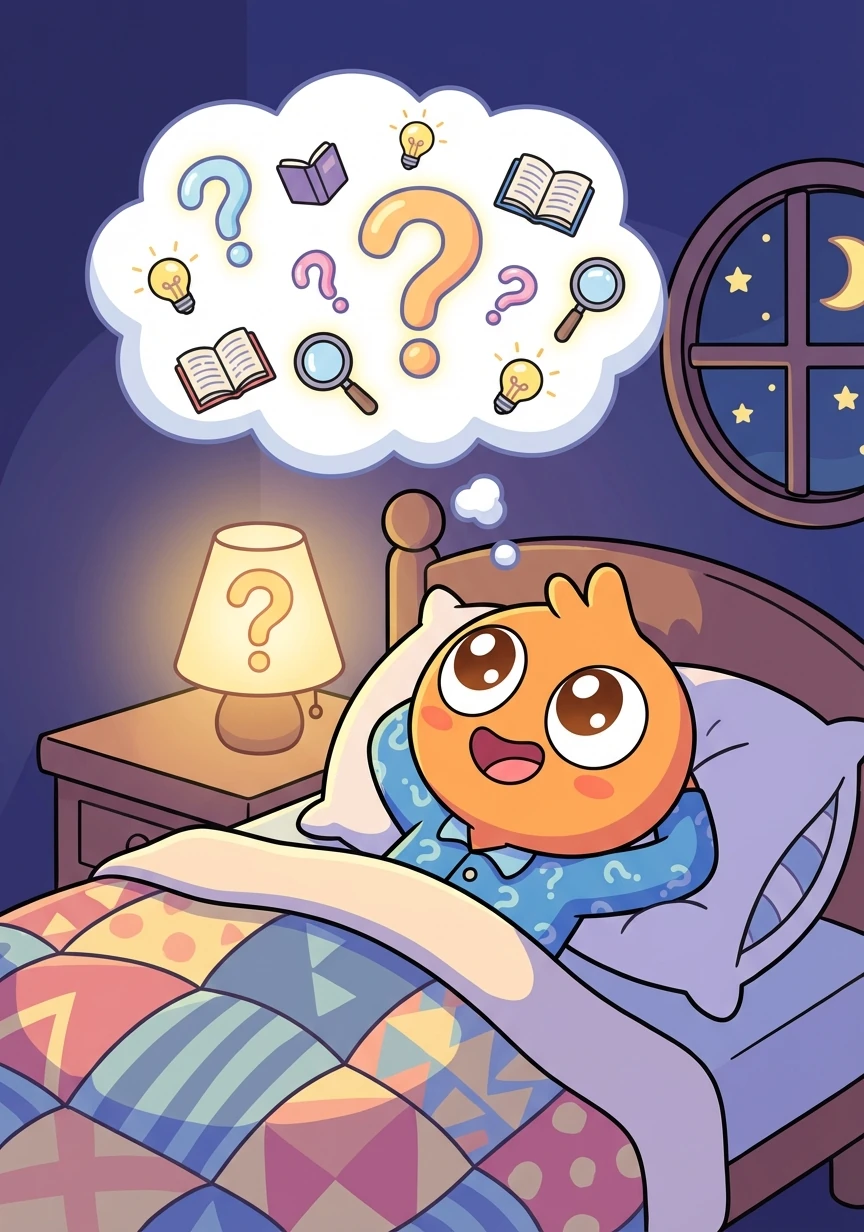 В леглото Питанко си мисли за всички въпроси, които е задал през деня. Той е щастлив, че е научил толкова много нови неща.