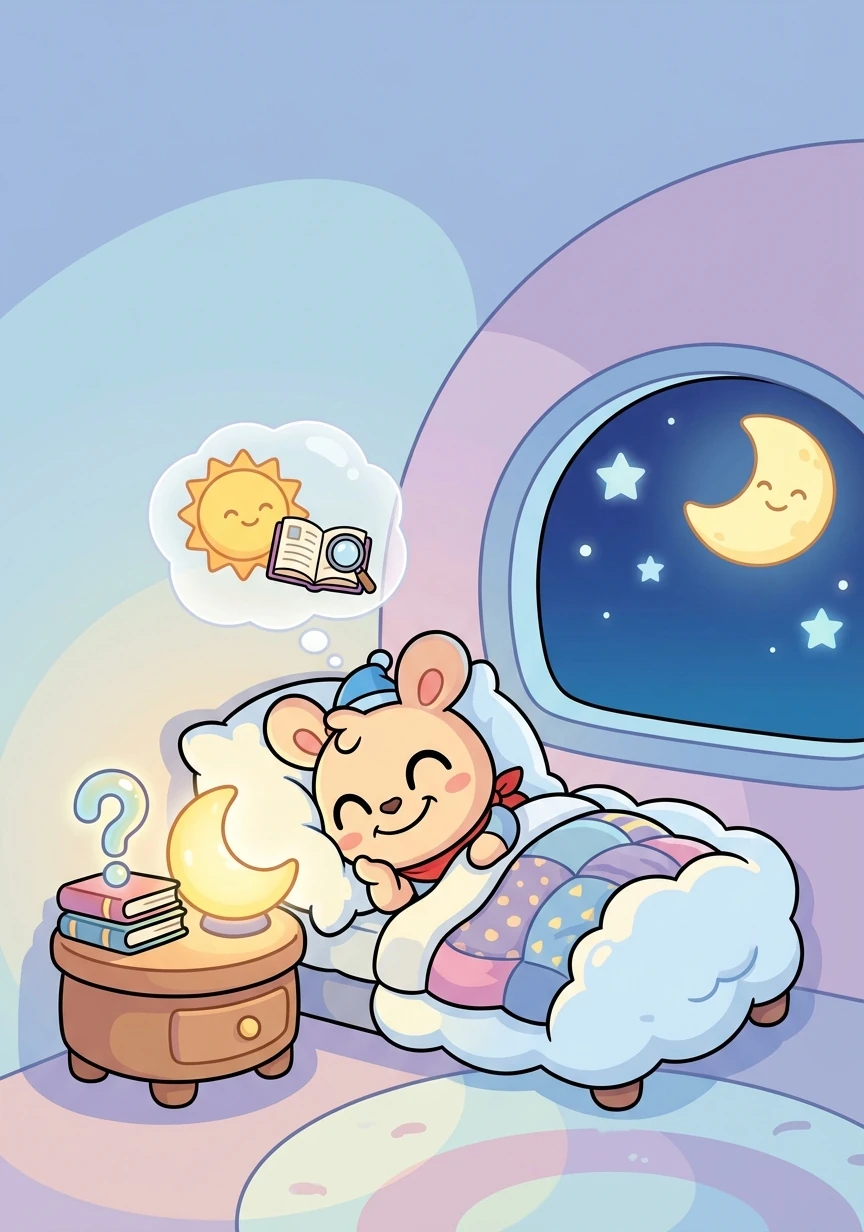 Питанко заспива с усмивка, готов за нови приключения и въпроси на следващия ден. Той знае, че въпросите са ключ към знанието.