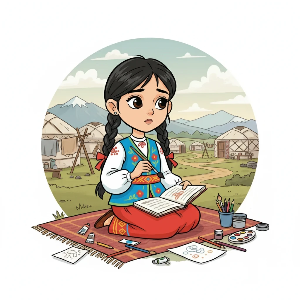 Бір кішкентай ауылда Гүлжан есімді қыз бала тұрды. Ол өте сабырлы, әрі өз-өзіне сенімсіз еді. Гүлжан сурет салуды жақсы көретін, бірақ суреттеріне сенбейтін.