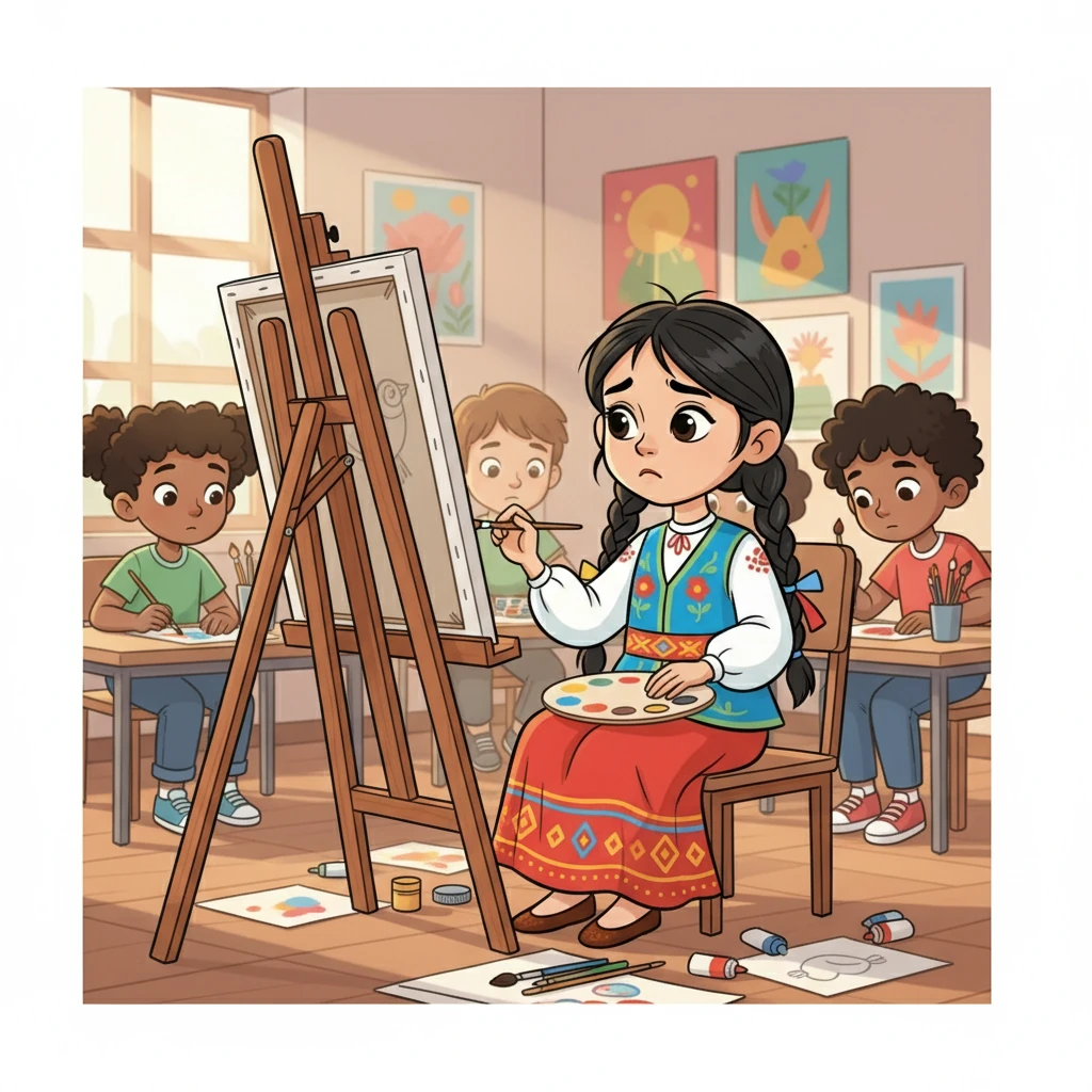 Гүлжанның арманы мектептегі сурет байқауына қатысып, жеңіске жету болды. Бірақ ол әрқашан суретті аяқтауға қорқатын, себебі бірдеңе дұрыс болмай қалады деп ойлайтын.