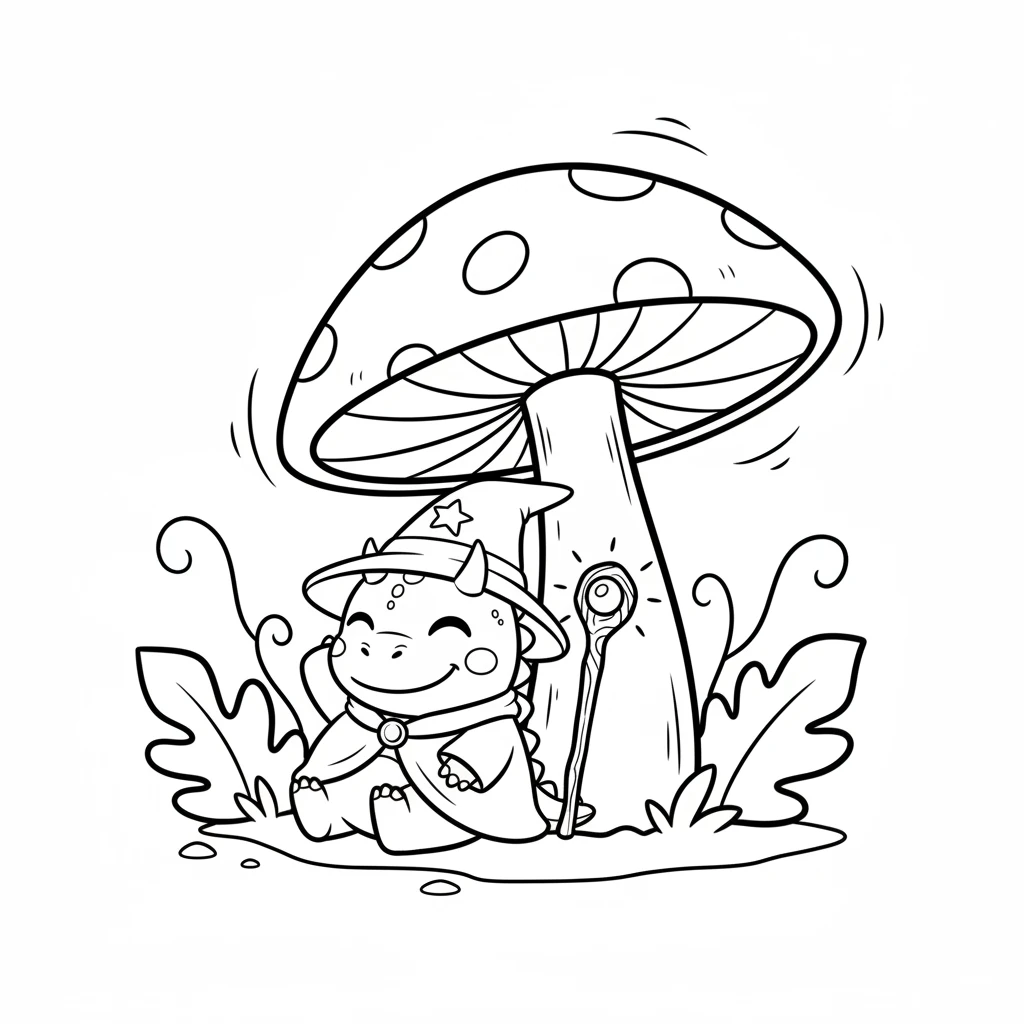 As the sun sets, Flora curls up under a giant, glowing mushroom she created. She smiles, knowing her magic brought joy to her friends and the jungle.